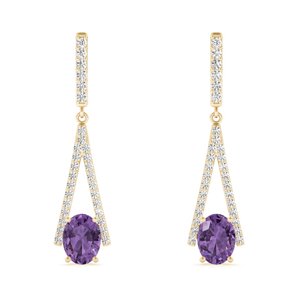Oval Drop Fashion Earrings (0.42 ct. tw.), Front view in yellow gold