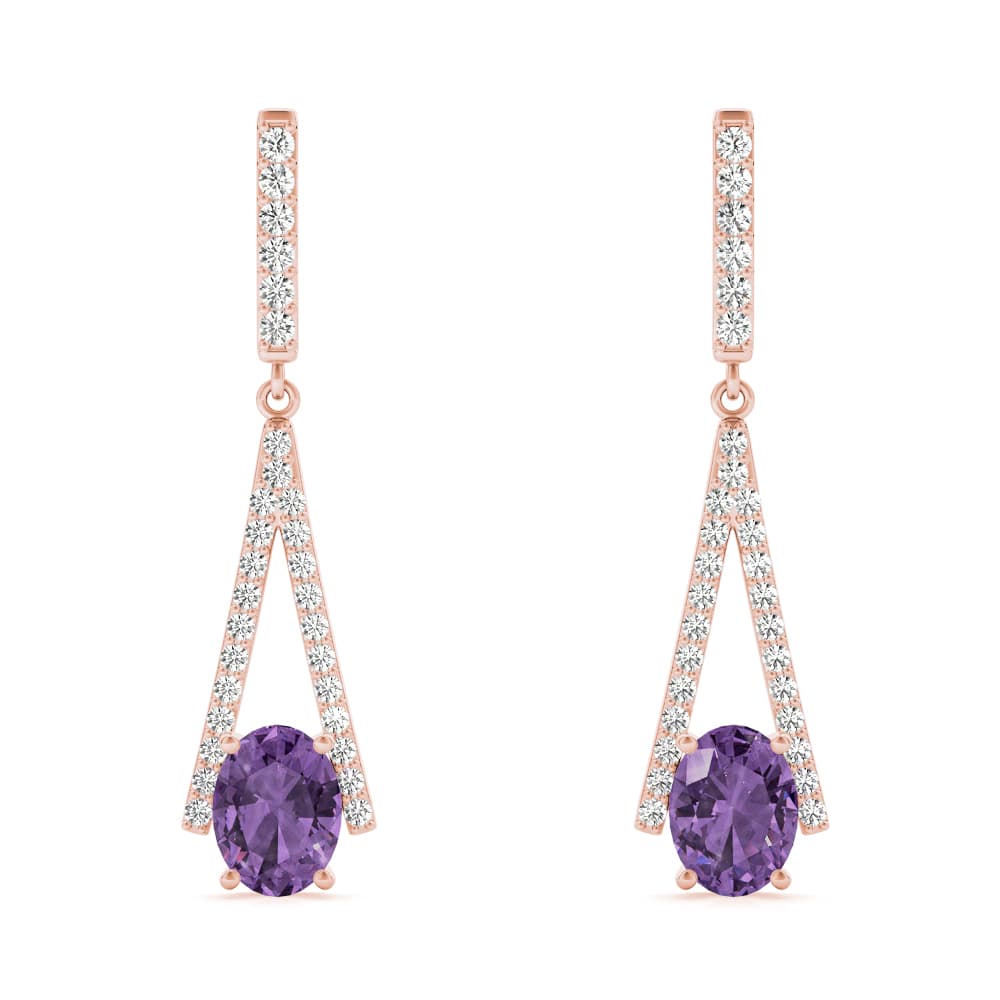 Oval Drop Fashion Earrings (0.54 ct. tw.), Front view in rose gold