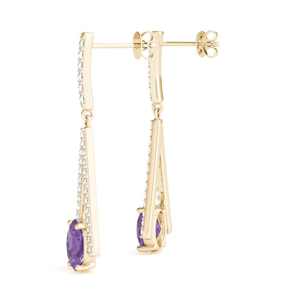 Oval Drop Fashion Earrings (0.42 ct. tw.), Angle view in yellow gold