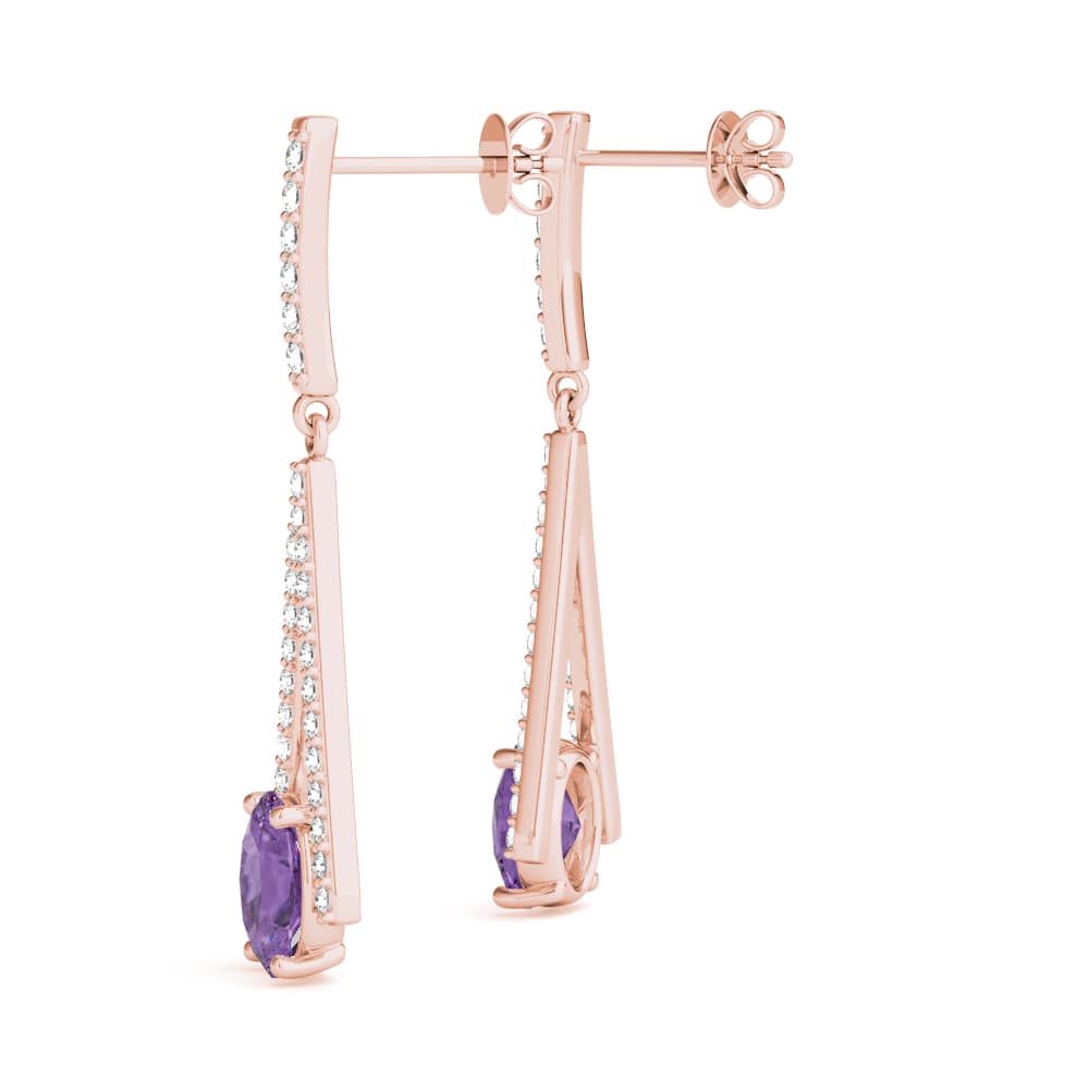Oval Drop Fashion Earrings (0.54 ct. tw.), Angle view in rose gold