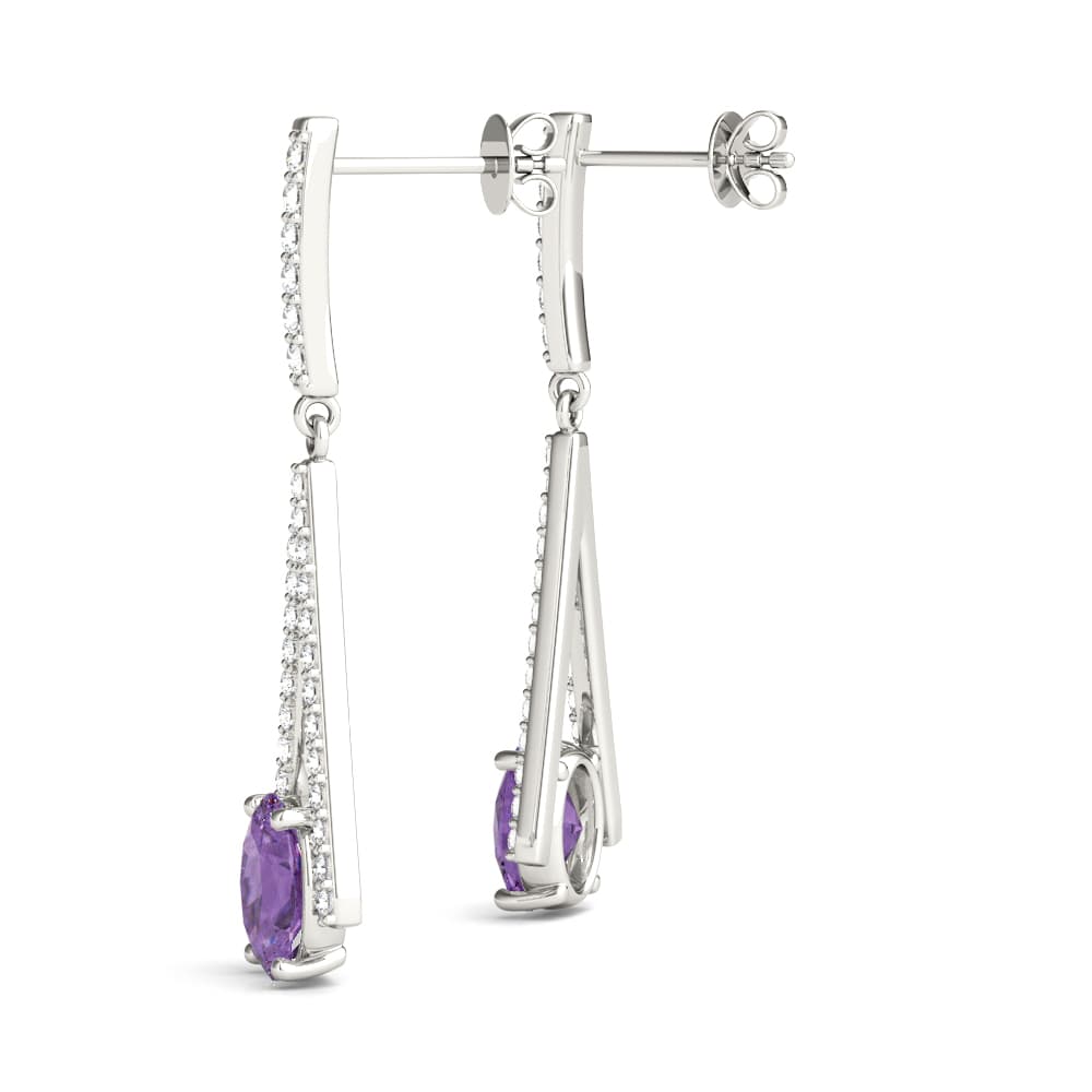 Oval Drop Fashion Earrings (0.42 ct. tw.), Angle view in white gold or platinum