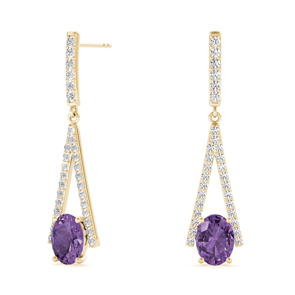Oval Drop Fashion Earrings (0.42 ct. tw.), On hand view in yellow gold