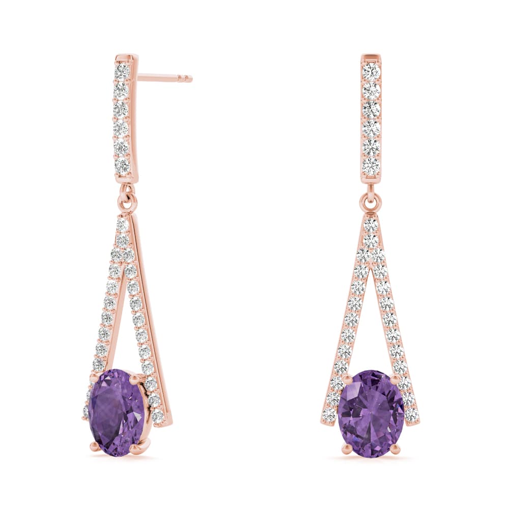 Oval Drop Fashion Earrings (0.54 ct. tw.), On hand view in rose gold