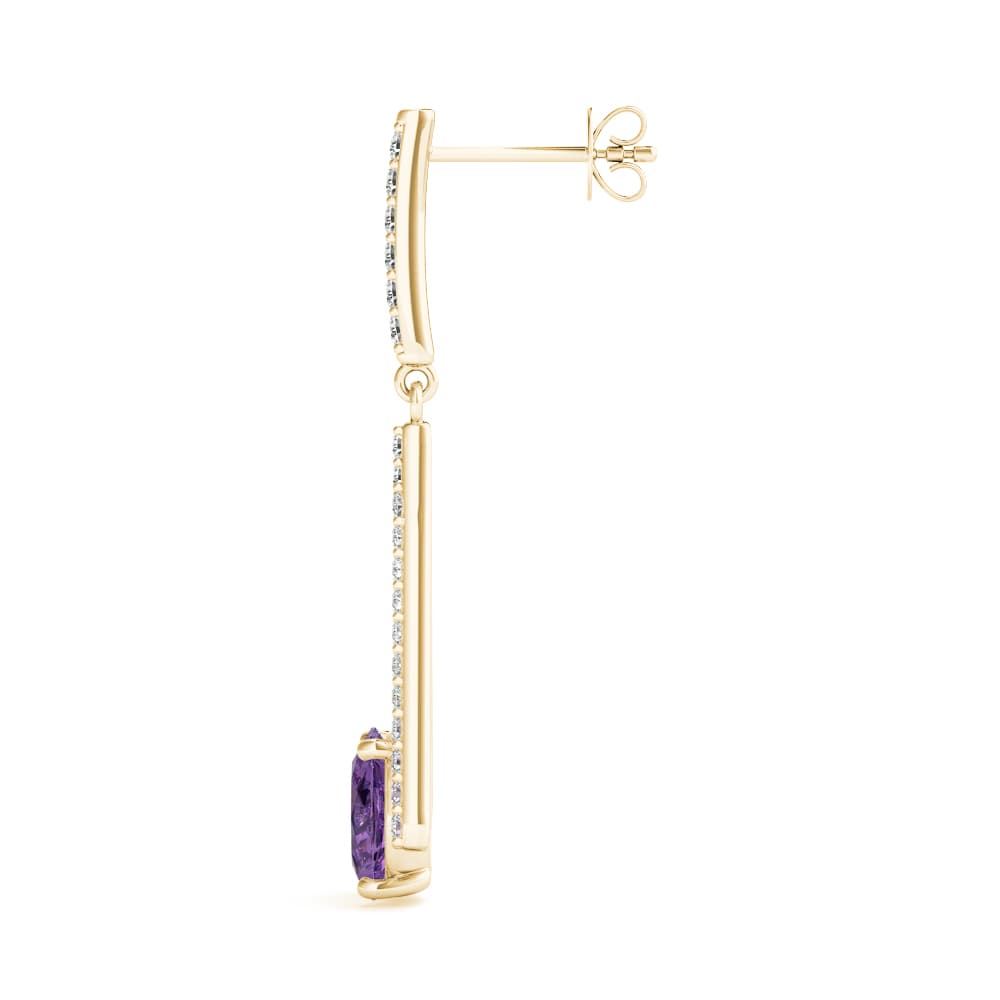 Oval Drop Fashion Earrings (0.42 ct. tw.), Side view in yellow gold