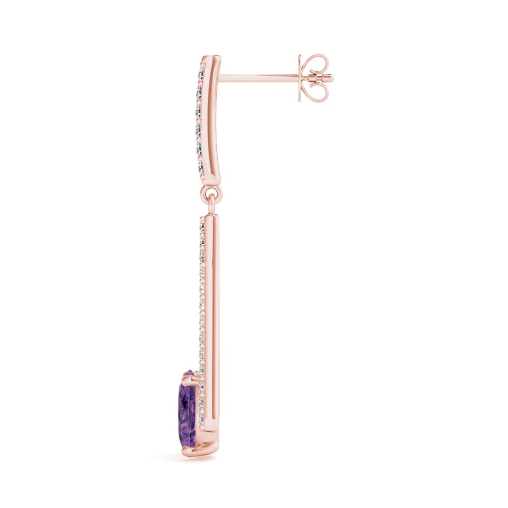 Oval Drop Fashion Earrings (0.54 ct. tw.), Side view in rose gold
