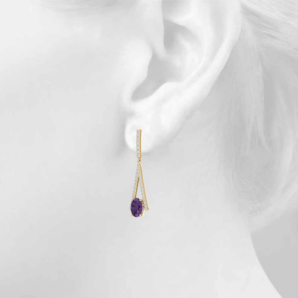 Oval Drop Fashion Earrings (0.42 ct. tw.), Top view in yellow gold