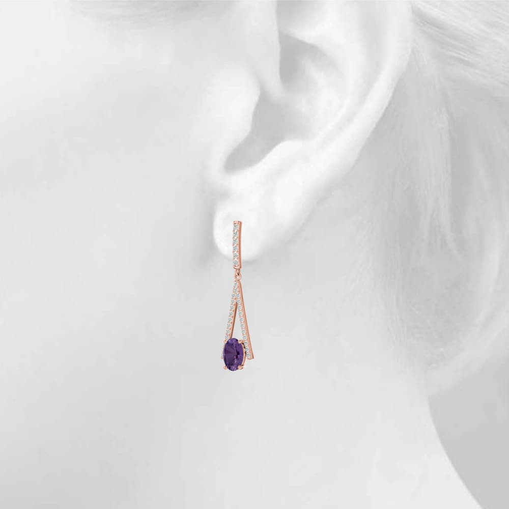 Oval Drop Fashion Earrings (0.54 ct. tw.), Top view in rose gold