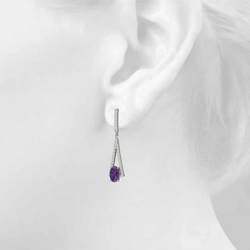 Oval Drop Fashion Earrings (0.42 ct. tw.), Top view in white gold or platinum