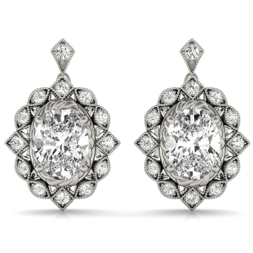 Vintage Inspired Oval Drop Earrings — 6X4 MM — View 1