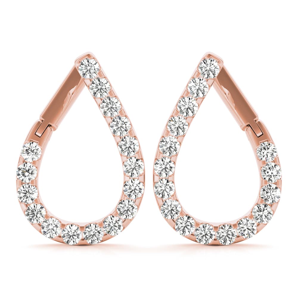 Fashion Pear Shaped Earrings — 5/8 CT,LEFT (5/8 ct. tw.), Front view in rose gold