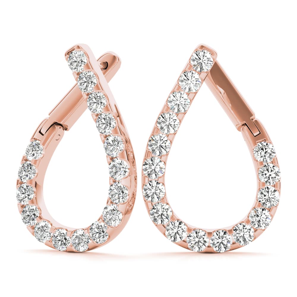 Fashion Pear Shaped Earrings — 5/8 CT,LEFT (5/8 ct. tw.), Angle view in rose gold