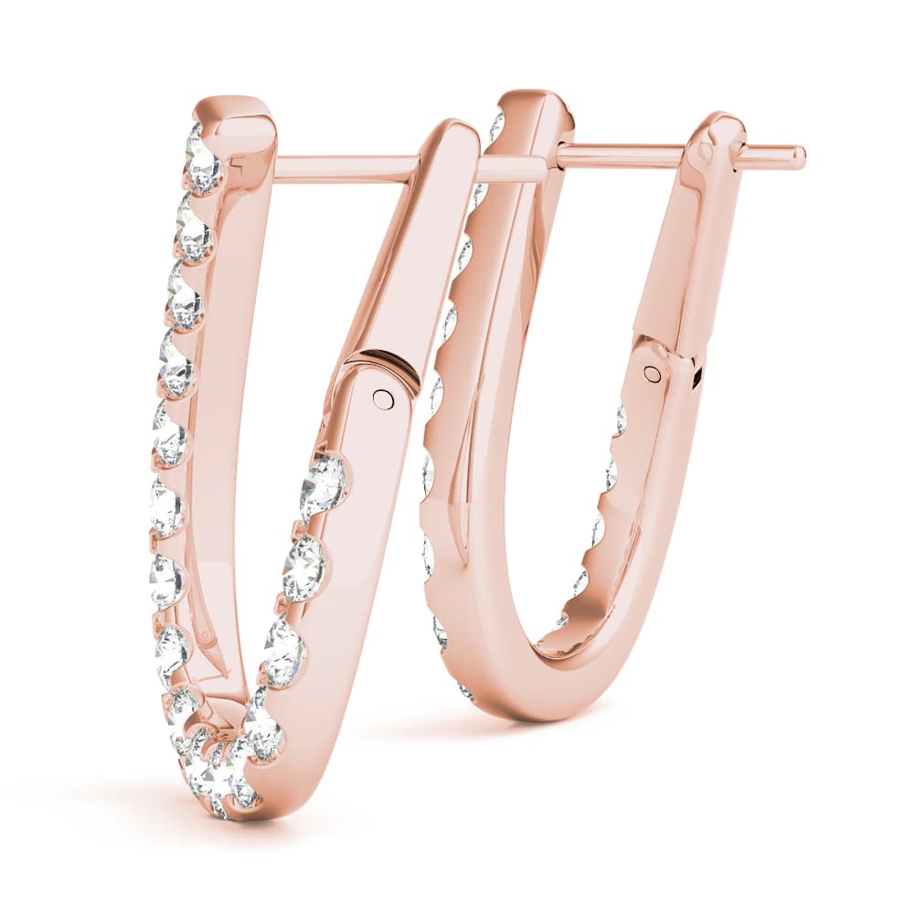 Fashion Pear Shaped Earrings — 5/8 CT,LEFT (5/8 ct. tw.), On hand view in rose gold