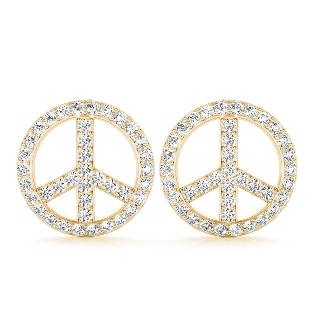 Peace Sign Fashion Earrings (0.29 ct. tw.), Front view in yellow gold