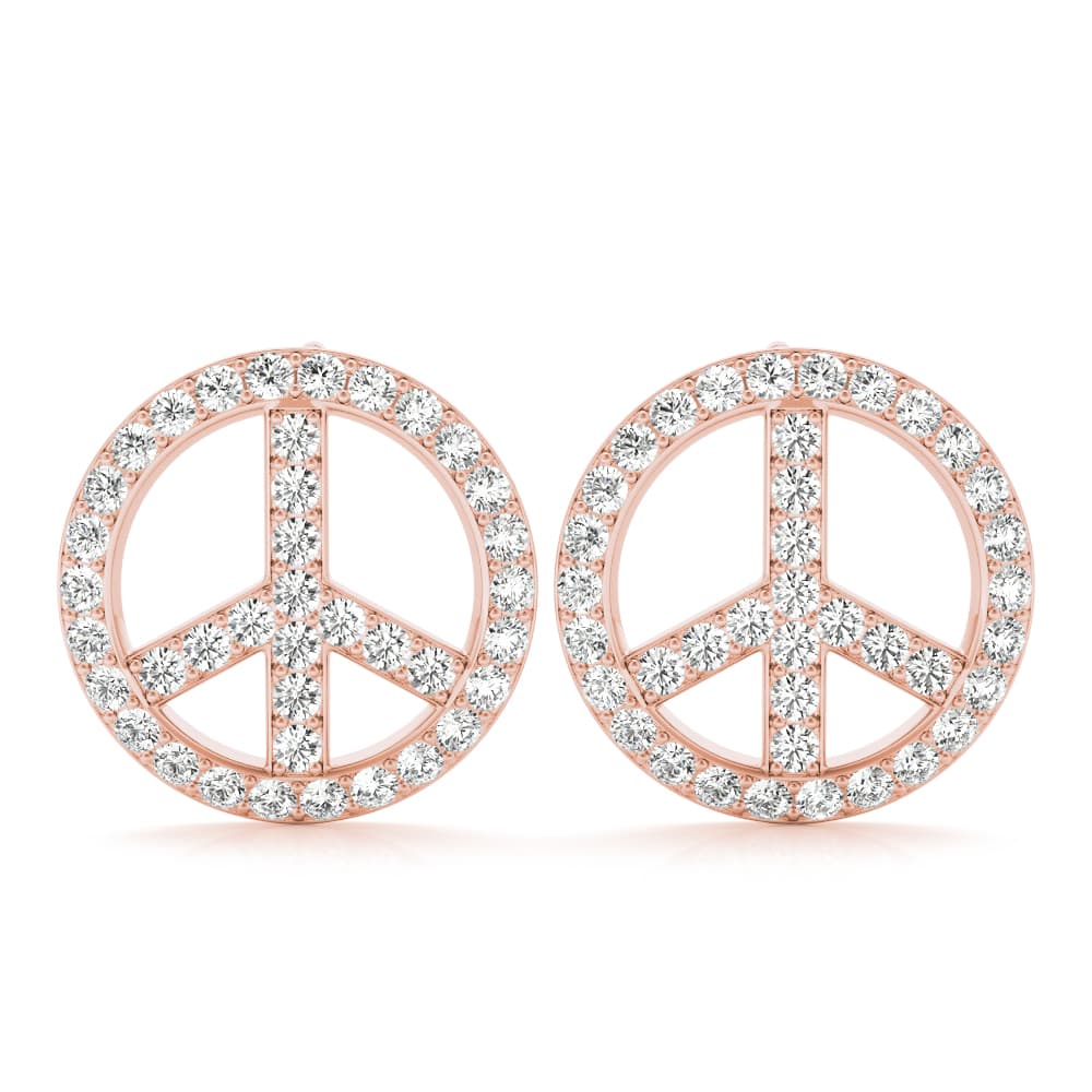 Peace Sign Fashion Earrings (0.29 ct. tw.), Front view in rose gold