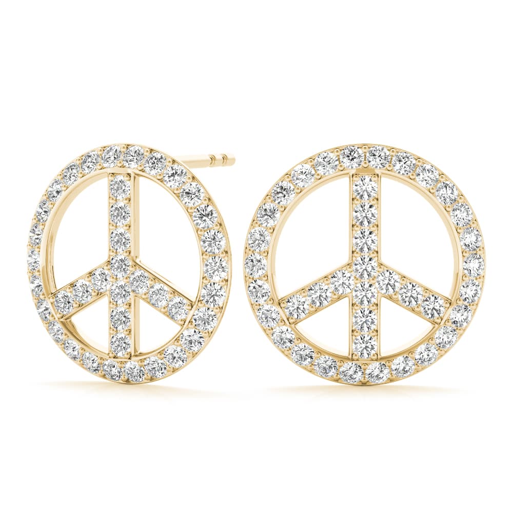 Peace Sign Fashion Earrings (0.29 ct. tw.), Angle view in yellow gold