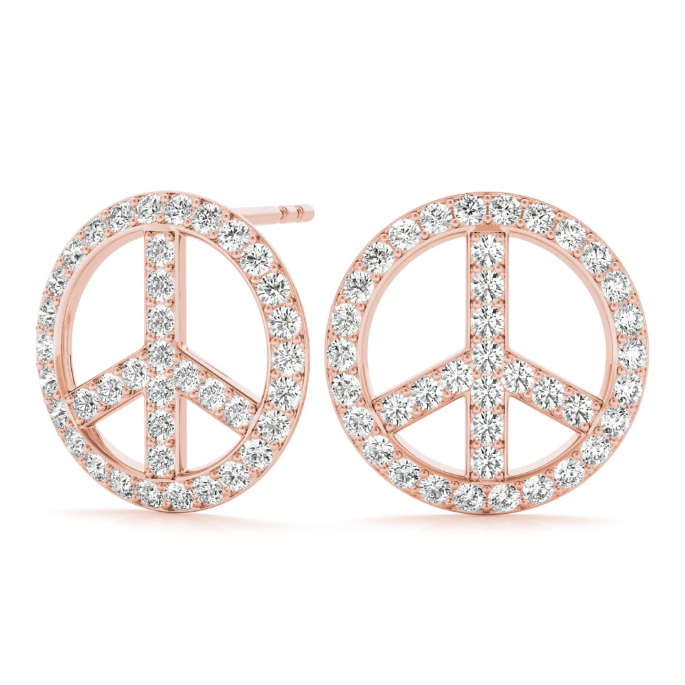 Peace Sign Fashion Earrings (0.29 ct. tw.), Angle view in rose gold