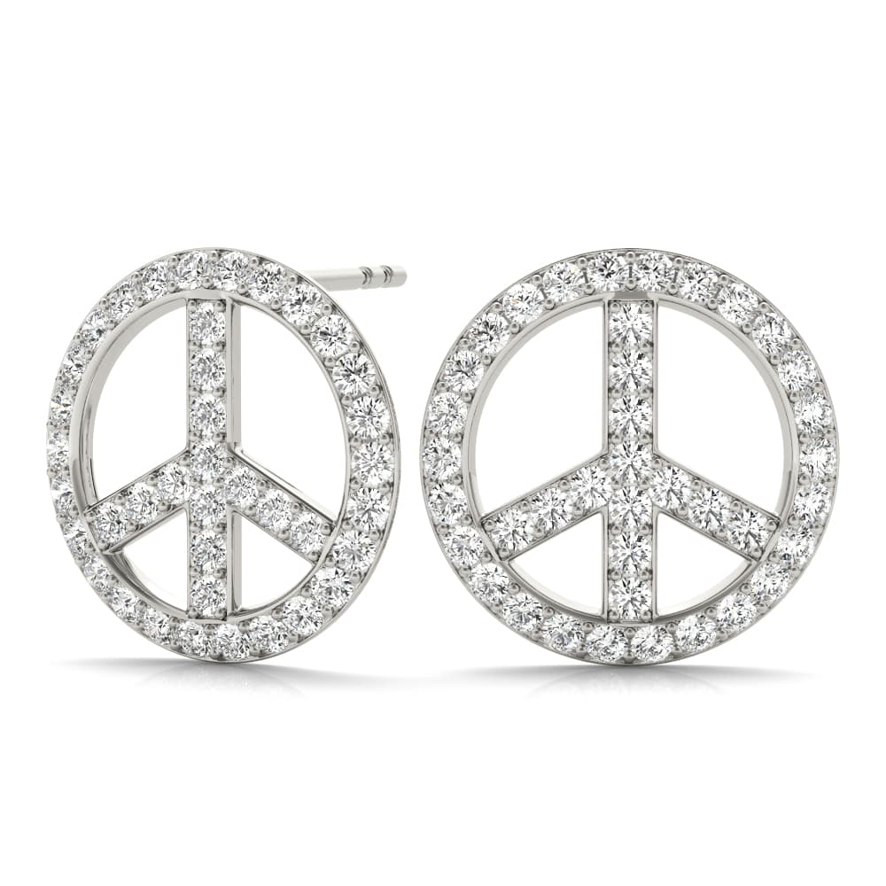 Peace Sign Fashion Earrings (0.29 ct. tw.), Angle view in white gold or platinum