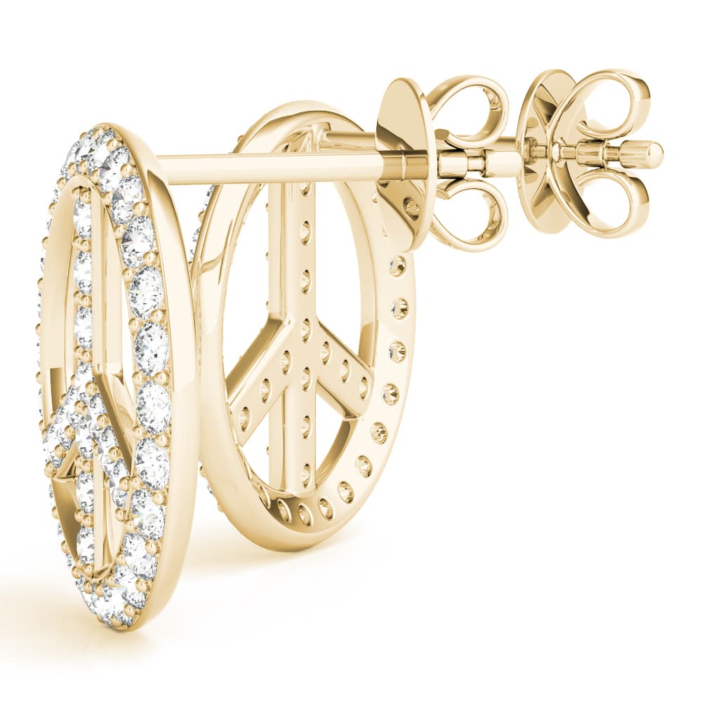 Peace Sign Fashion Earrings (0.29 ct. tw.), On hand view in yellow gold