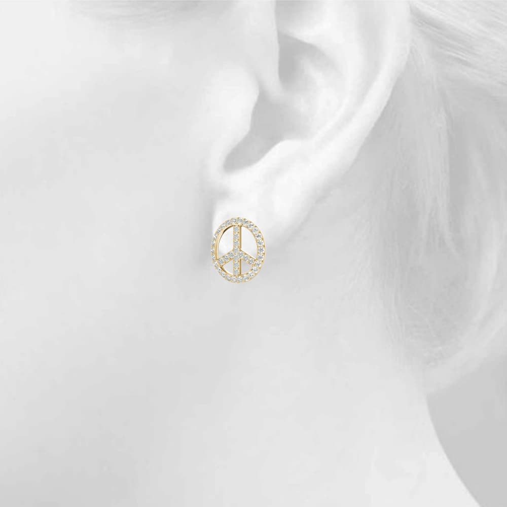 Peace Sign Fashion Earrings (0.29 ct. tw.), Top view in yellow gold