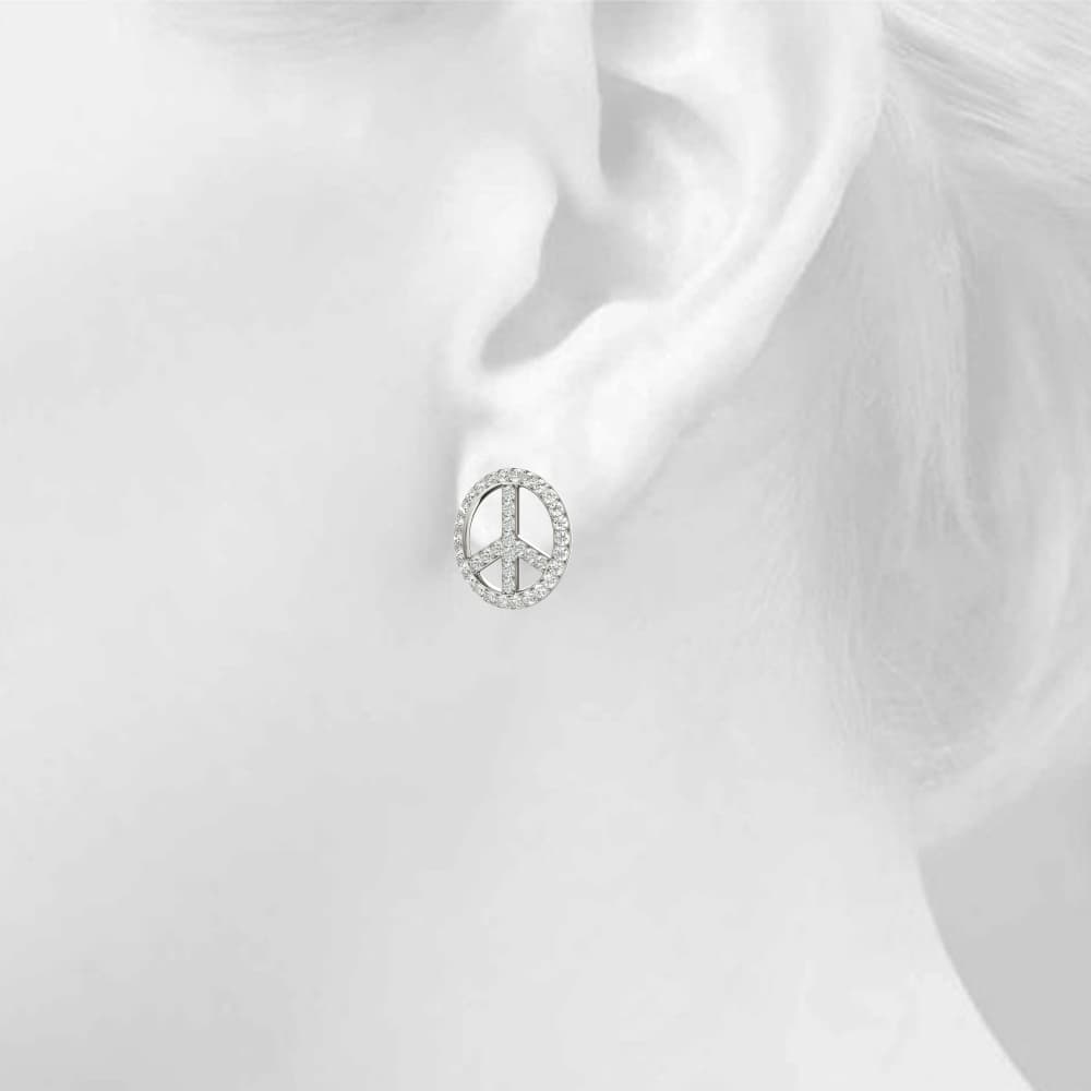 Peace Sign Fashion Earrings (0.29 ct. tw.), Top view in white gold or platinum