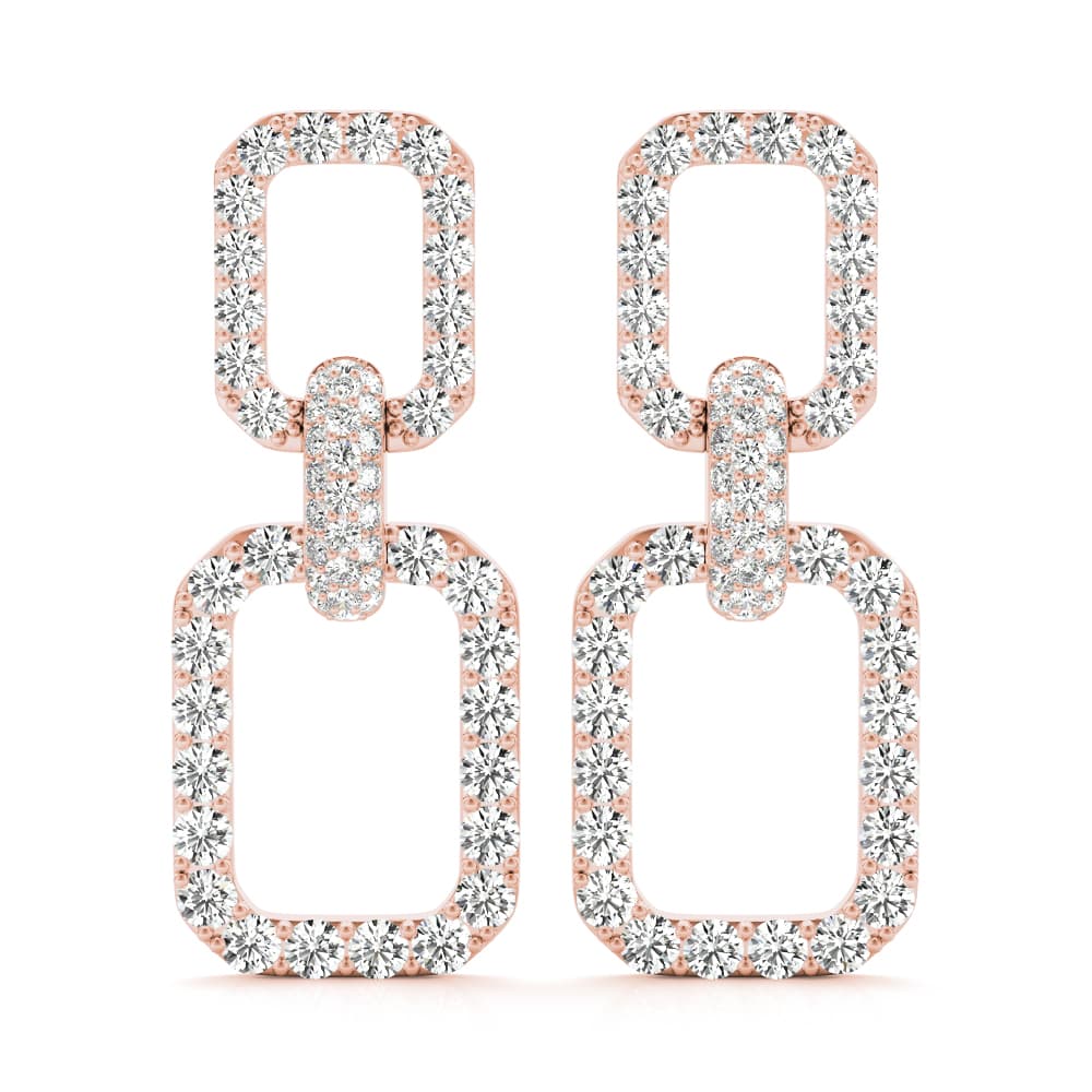 Chain Link Drop Fashion Earrings (1.03 ct. tw.), Front view in rose gold