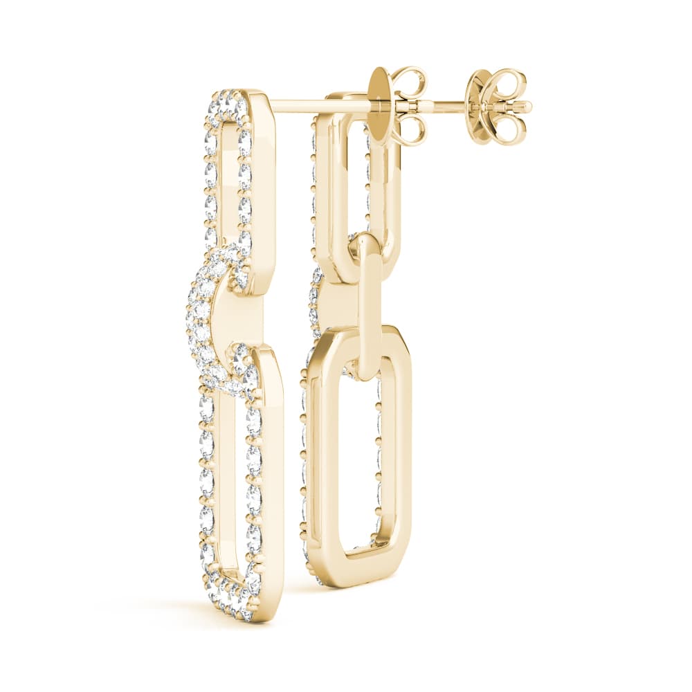 Chain Link Drop Fashion Earrings (1.03 ct. tw.), On hand view in yellow gold