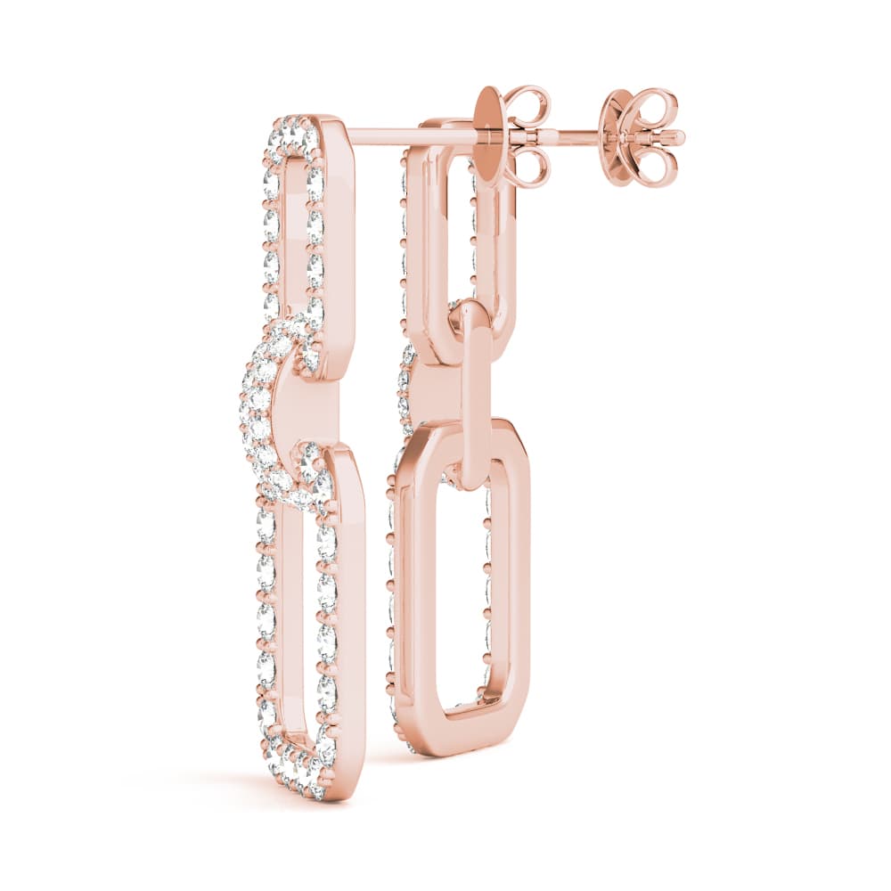 Chain Link Drop Fashion Earrings (1.03 ct. tw.), On hand view in rose gold