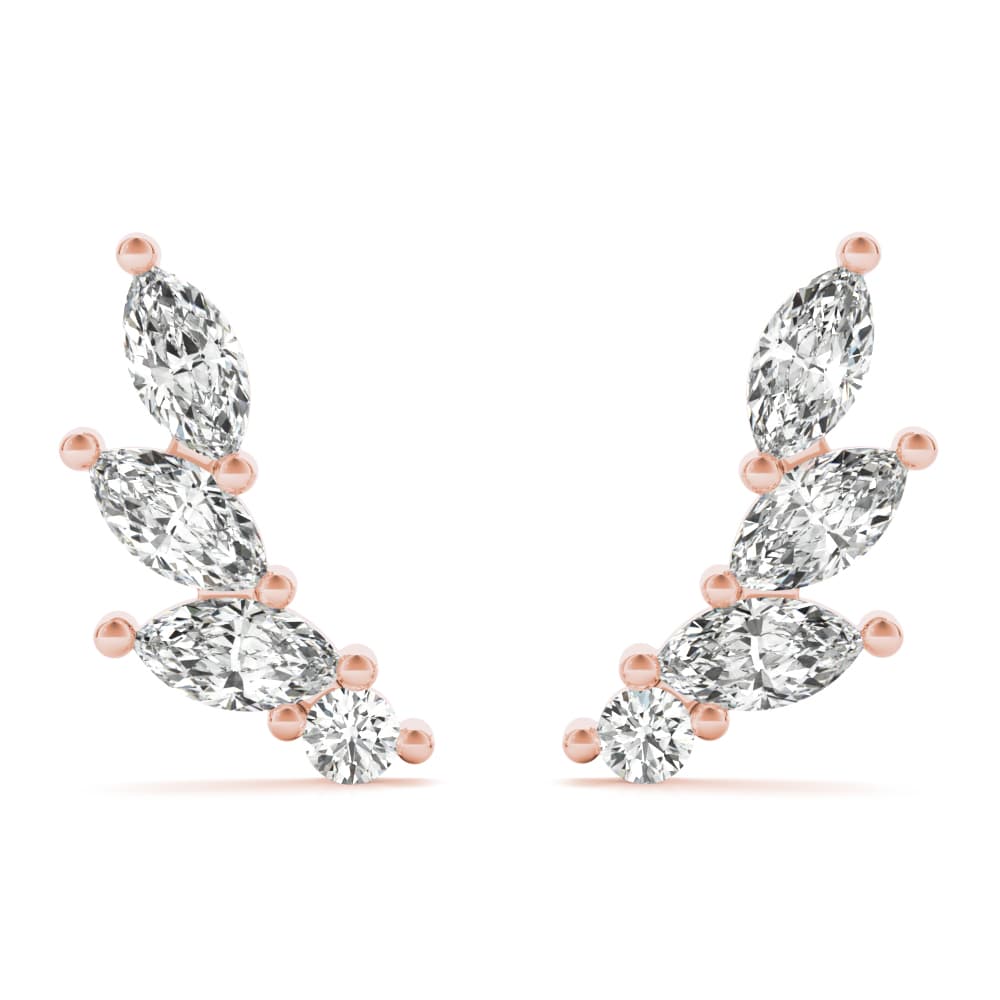 Marquise Ear Climbers (1/3 ct. tw.), Front view in rose gold