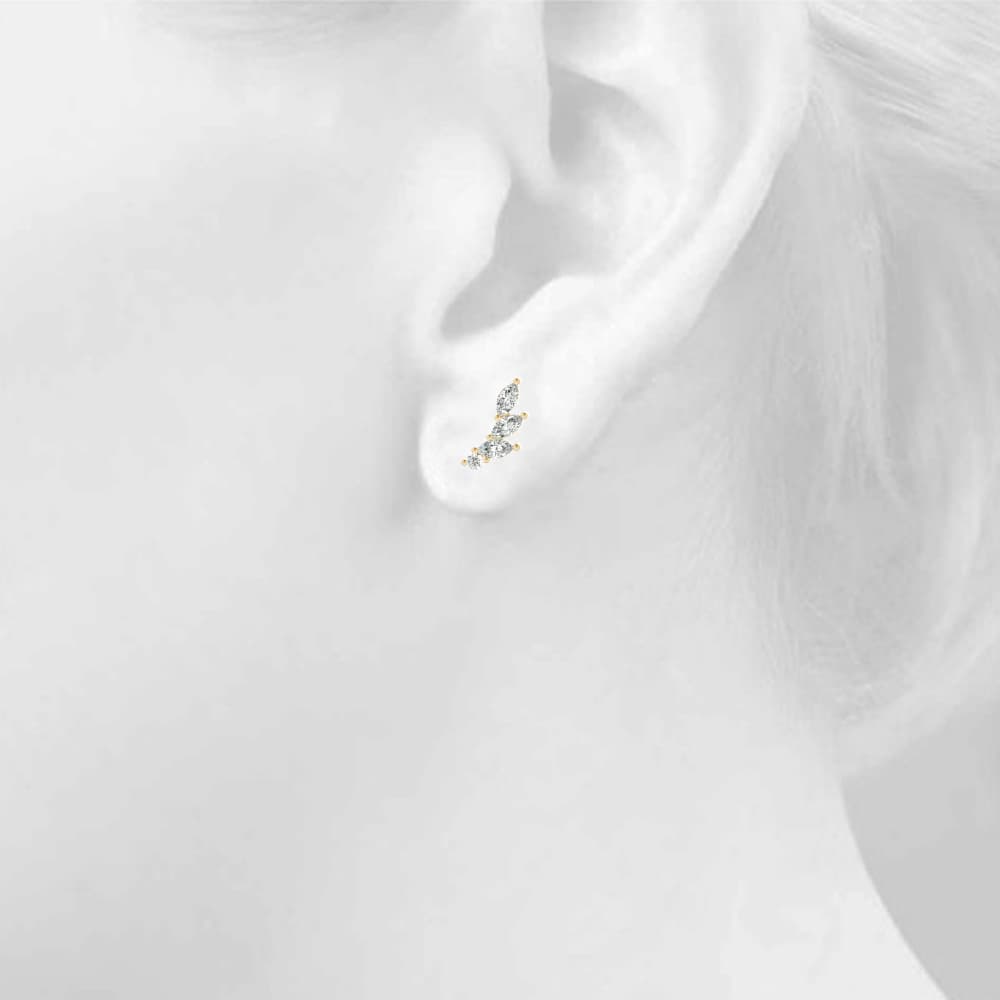 Marquise Ear Climbers (1/3 ct. tw.), Top view in yellow gold
