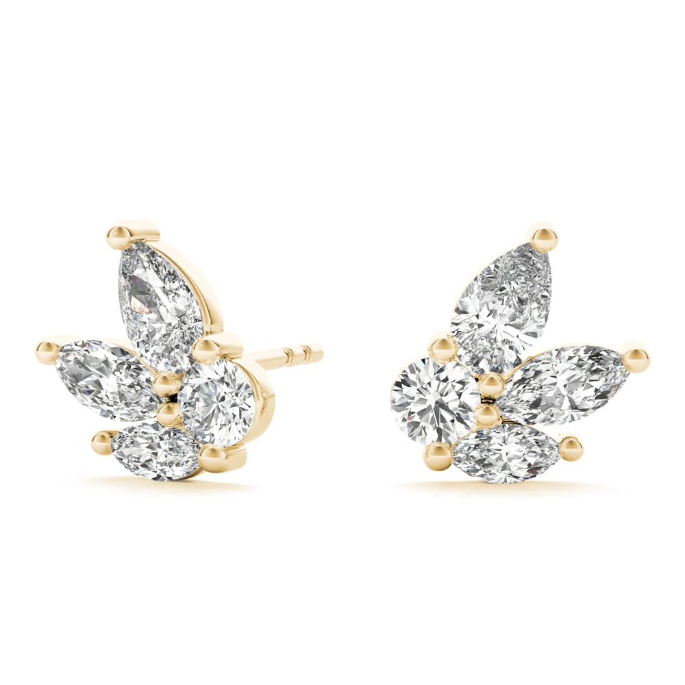 PS MQ & Round FASHION EARRINGS (0.52 ct. tw.), Front view in yellow gold