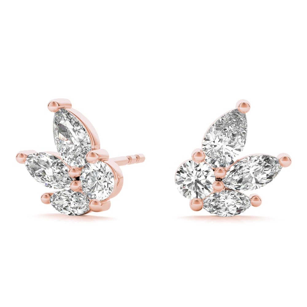 PS MQ & Round FASHION EARRINGS (0.52 ct. tw.), Front view in rose gold