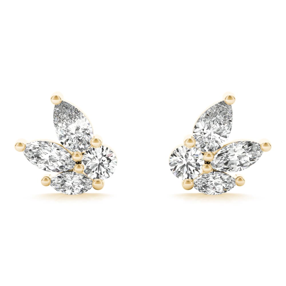 PS MQ & Round FASHION EARRINGS (0.52 ct. tw.), Angle view in yellow gold