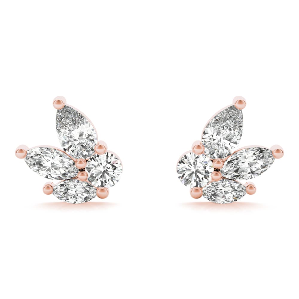 PS MQ & Round FASHION EARRINGS (0.52 ct. tw.), Angle view in rose gold