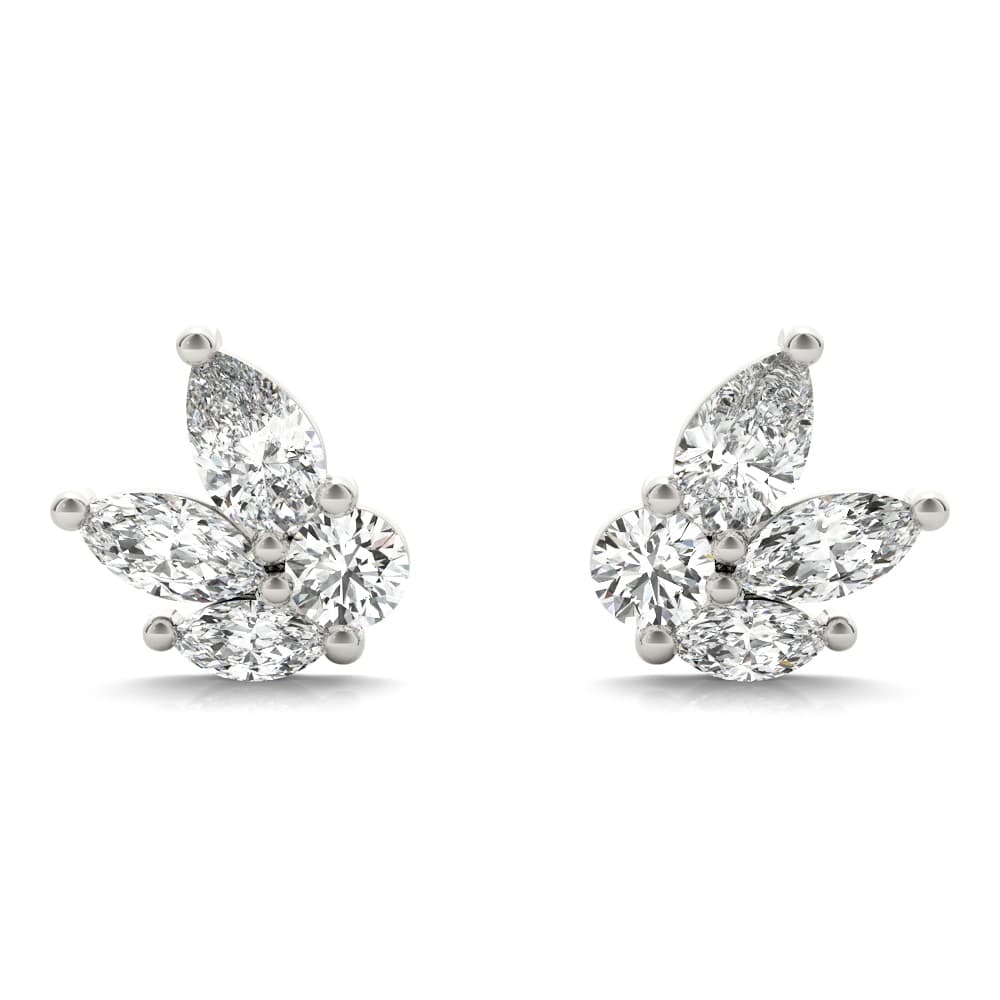 PS MQ & Round FASHION EARRINGS (0.52 ct. tw.), Angle view in white gold or platinum