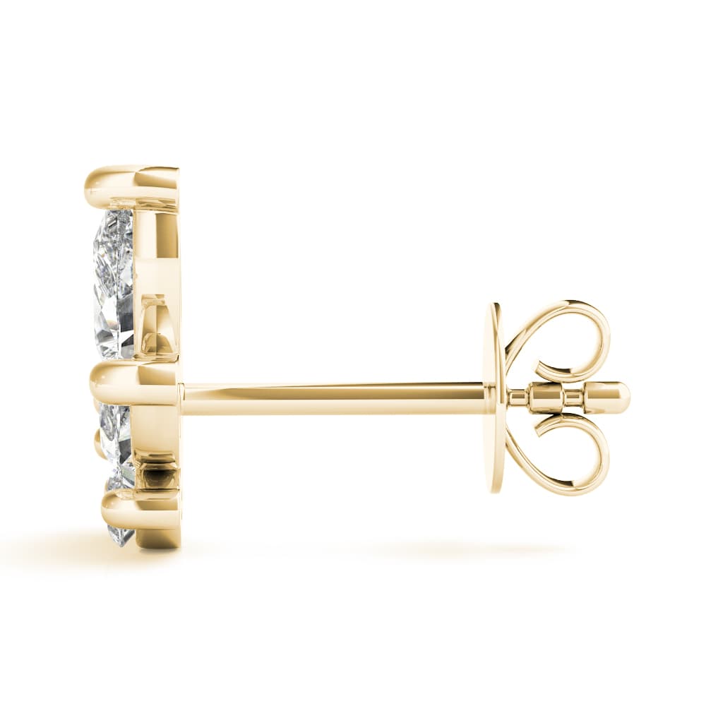 PS MQ & Round FASHION EARRINGS (0.52 ct. tw.), Side view in yellow gold