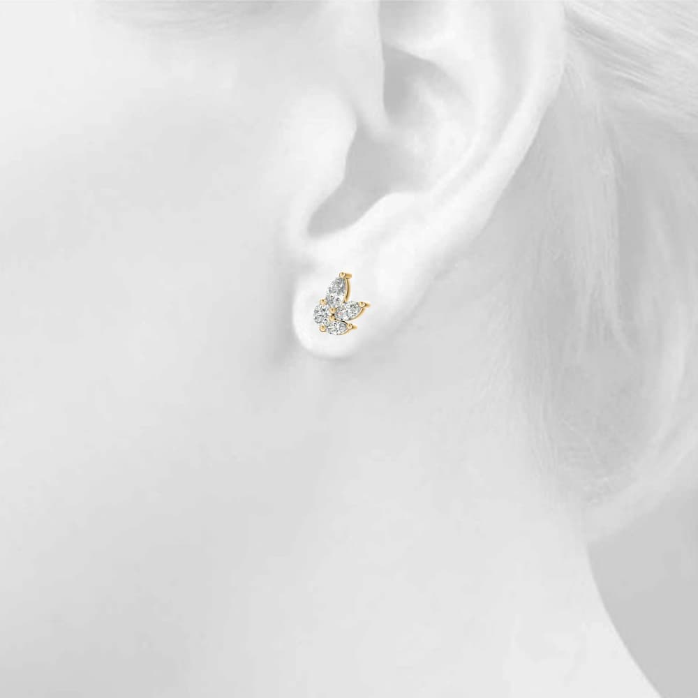 PS MQ & Round FASHION EARRINGS (0.52 ct. tw.), Top view in yellow gold