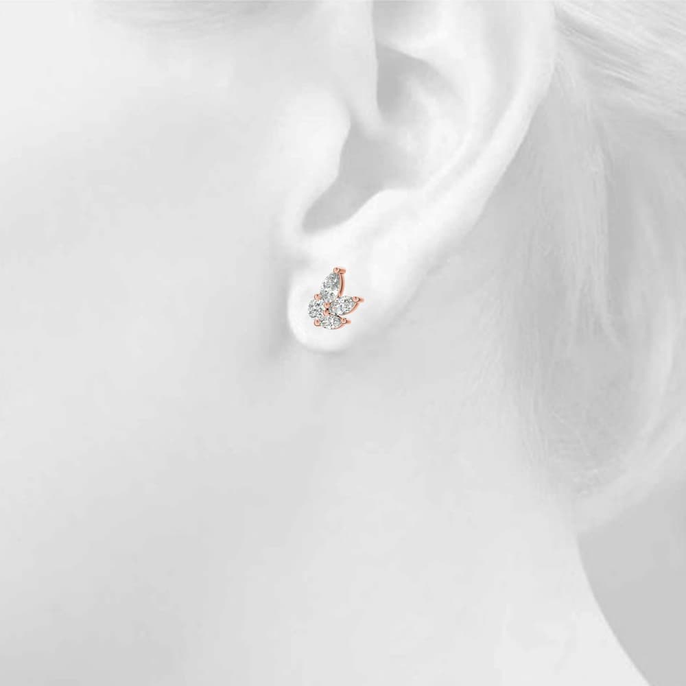 PS MQ & Round FASHION EARRINGS (0.52 ct. tw.), Top view in rose gold