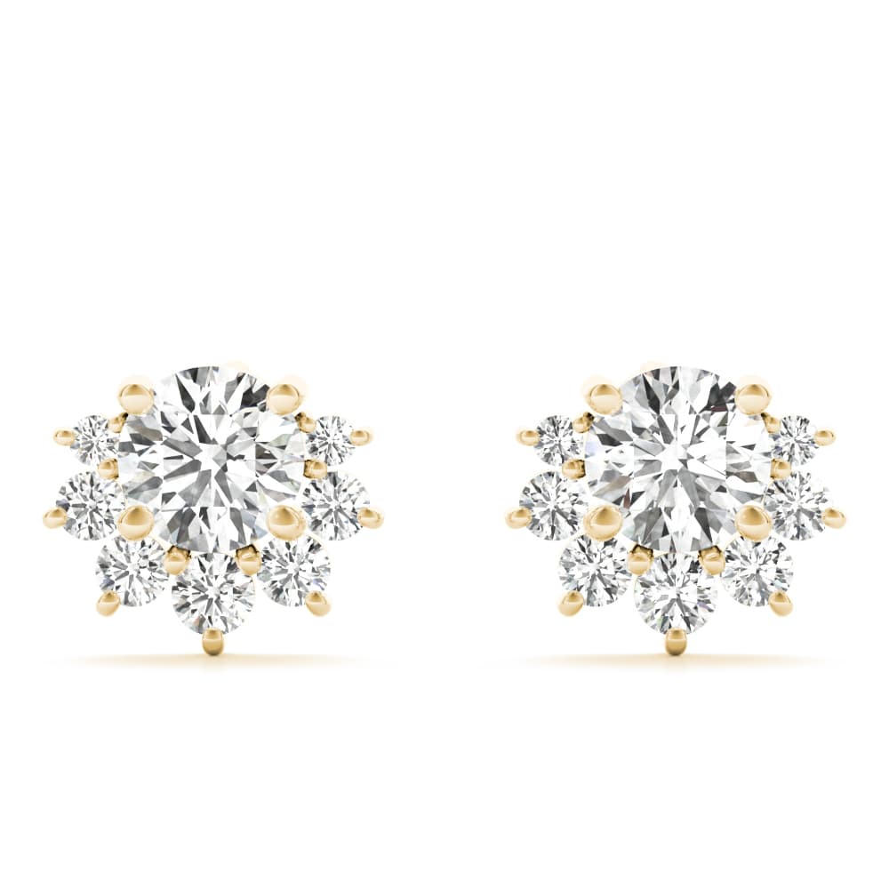 Floral Shape Cluster Earrings (0.1 ct. tw.), Front view in yellow gold