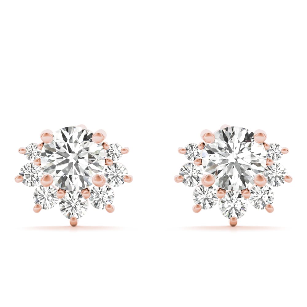 Floral Shape Cluster Earrings (0.1 ct. tw.), Front view in rose gold