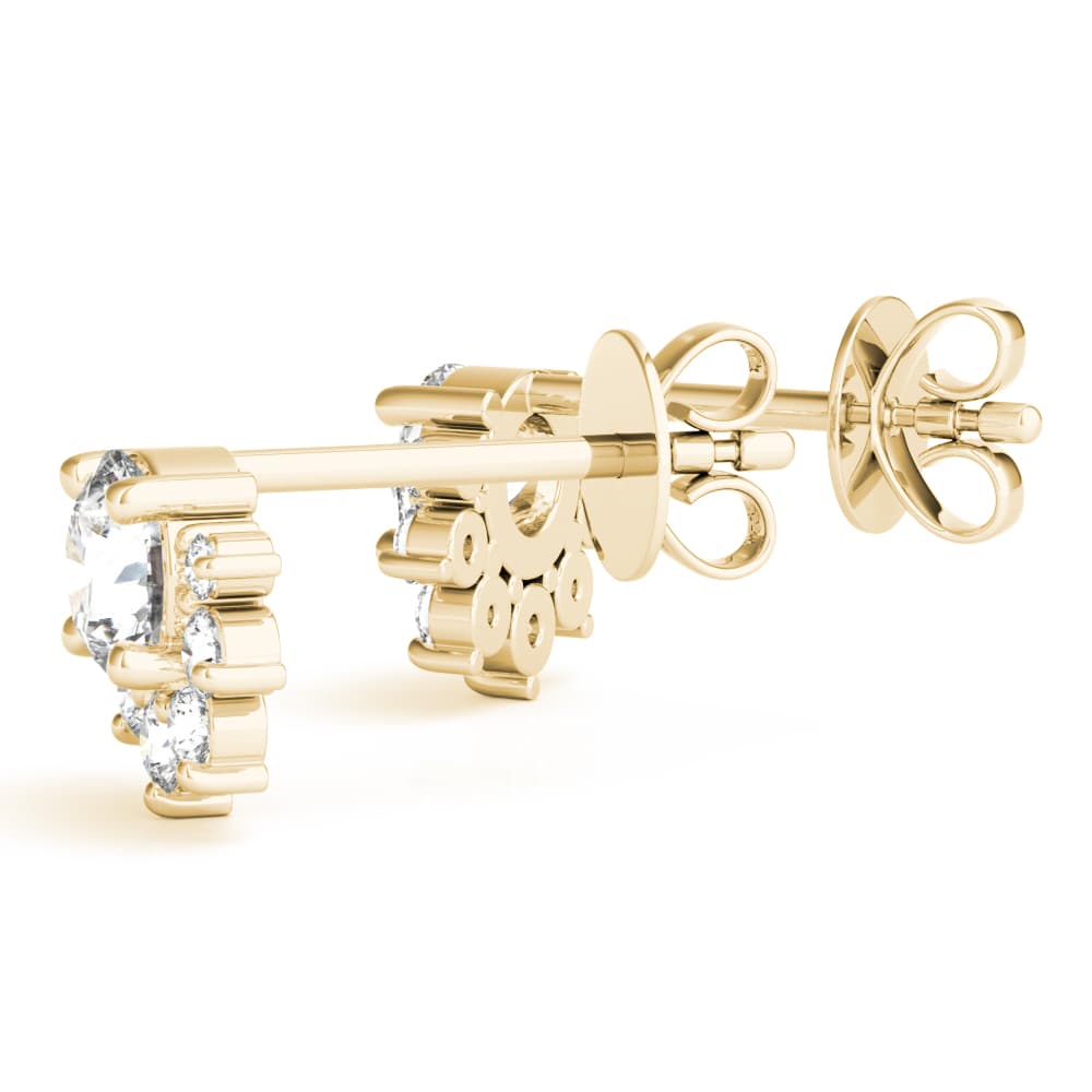 Floral Shape Cluster Earrings (0.1 ct. tw.), Angle view in yellow gold