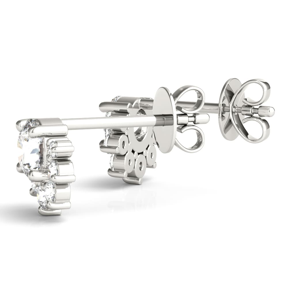 Floral Shape Cluster Earrings (0.1 ct. tw.), Angle view in white gold or platinum