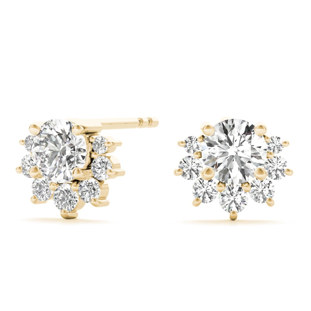 Floral Shape Cluster Earrings (0.1 ct. tw.), On hand view in yellow gold