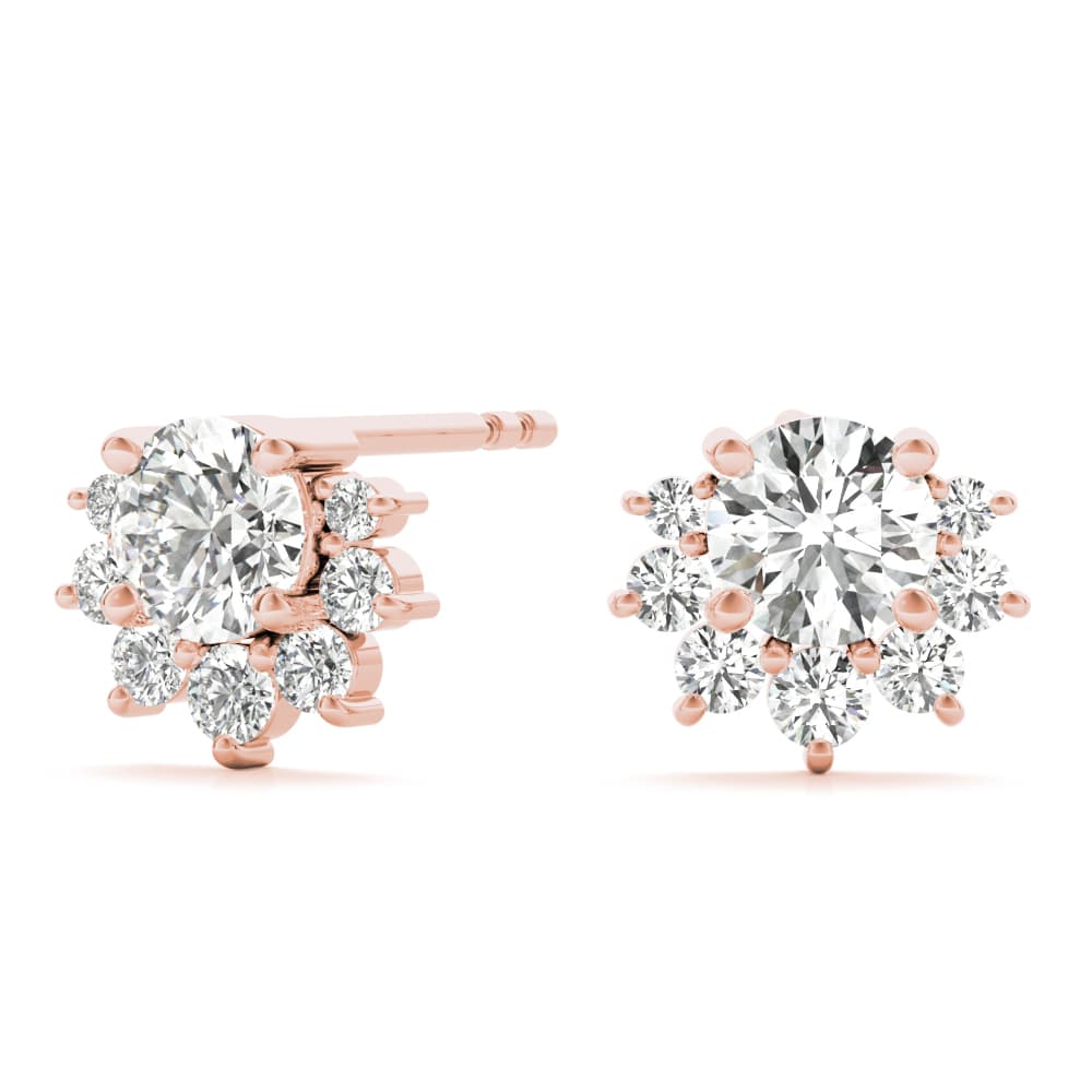 Floral Shape Cluster Earrings (0.1 ct. tw.), On hand view in rose gold