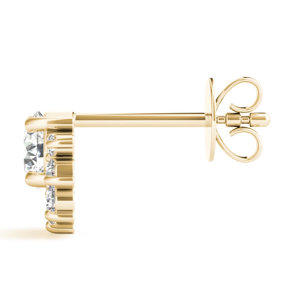 Floral Shape Cluster Earrings (0.1 ct. tw.), Side view in yellow gold