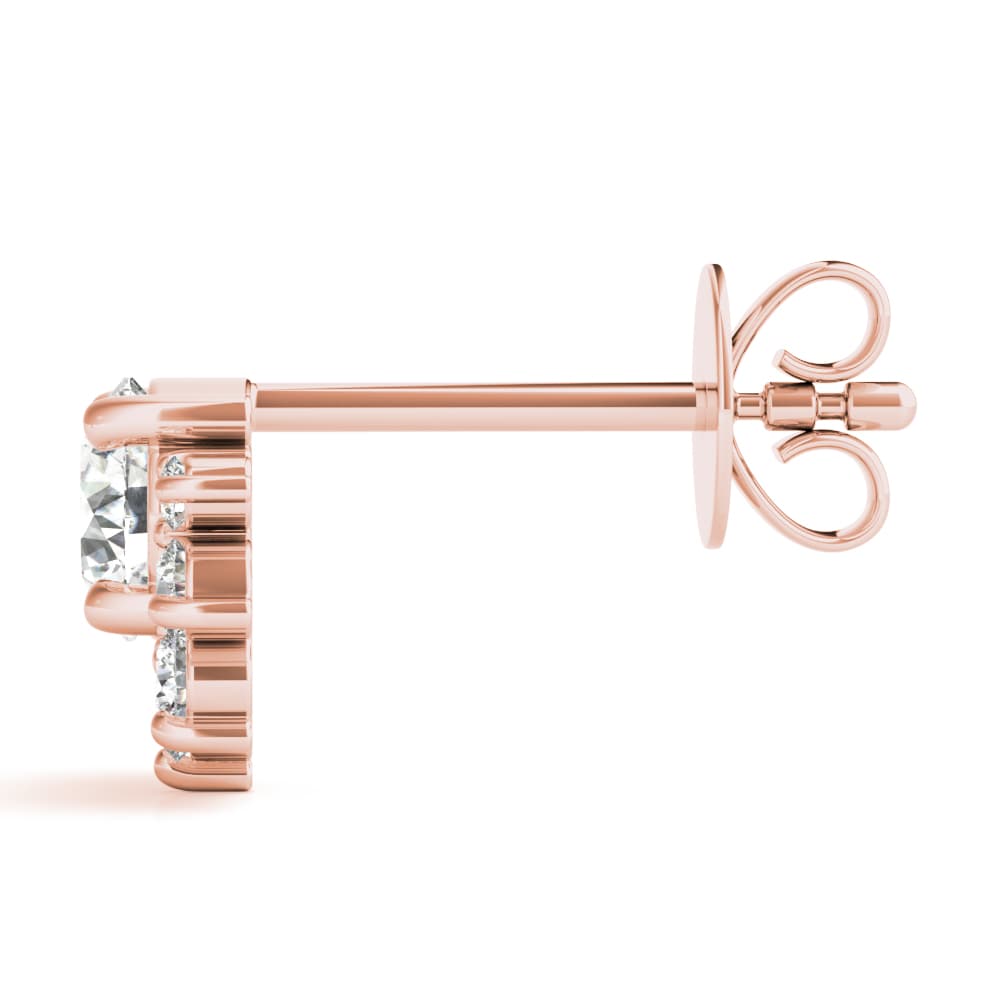 Floral Shape Cluster Earrings (0.1 ct. tw.), Side view in rose gold