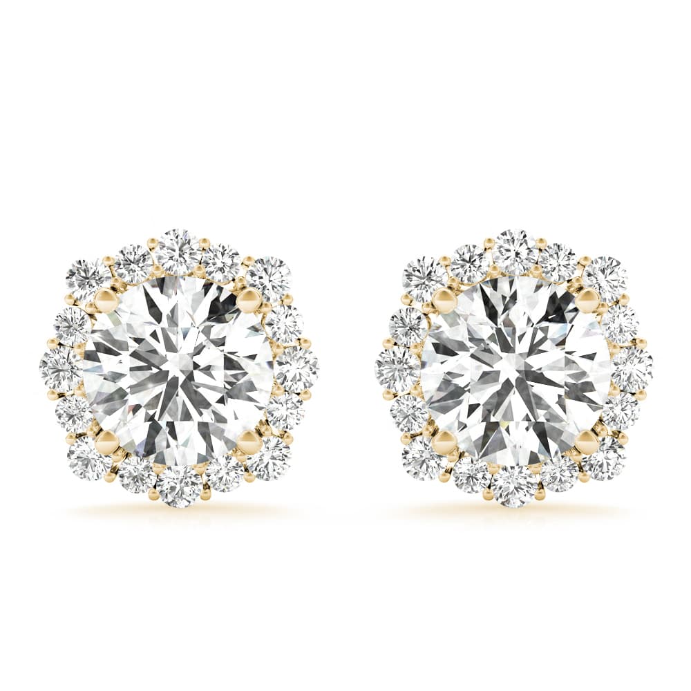 Floral Halo Studs Earrings (0.2 ct. tw.), Front view in yellow gold