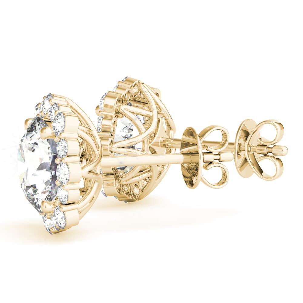 Floral Halo Studs Earrings (0.2 ct. tw.), Angle view in yellow gold