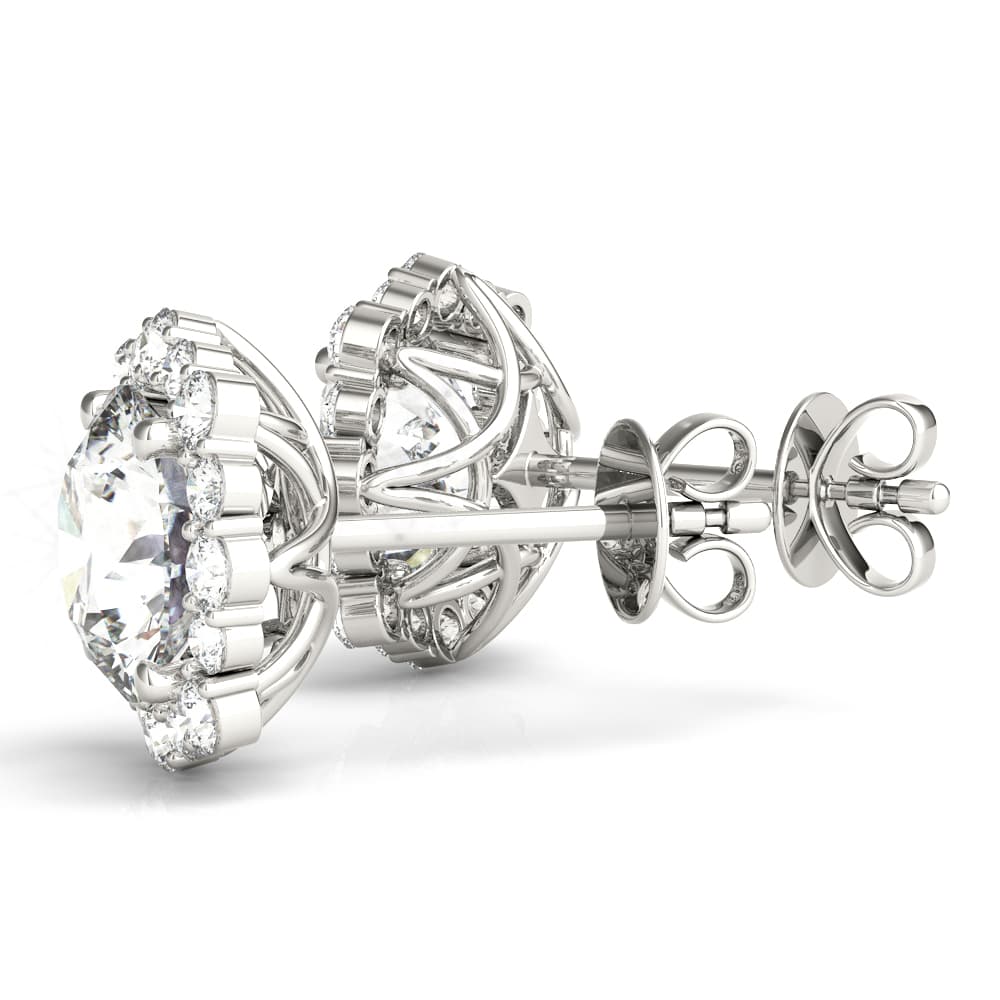 Floral Halo Studs Earrings (0.4 ct. tw.), Angle view in white gold or platinum