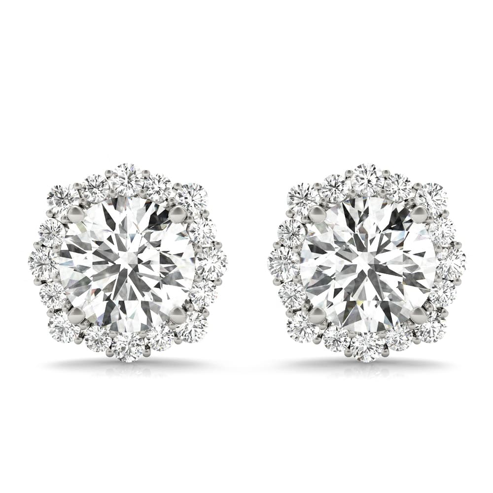 Floral Halo Studs Earrings — 1 CT — View 1