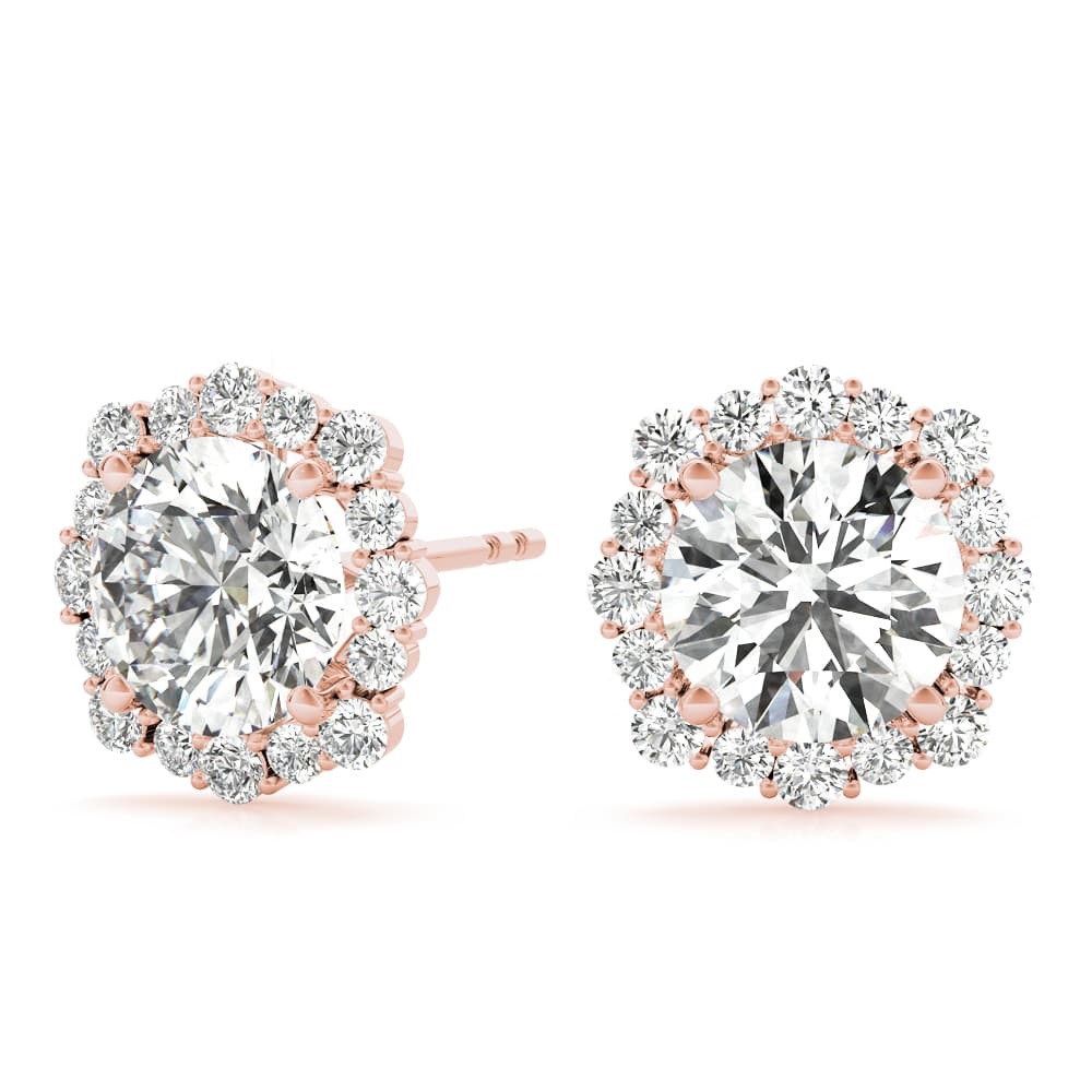 Floral Halo Studs Earrings (0.2 ct. tw.), On hand view in rose gold